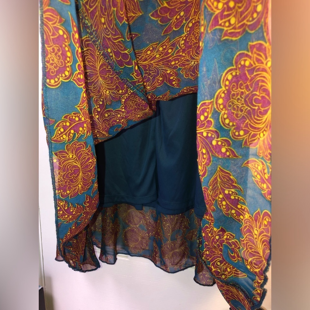 Floral Print A-Line Skirt with Mustard Waistband XS NWT Lola - Picture 4 of 8
